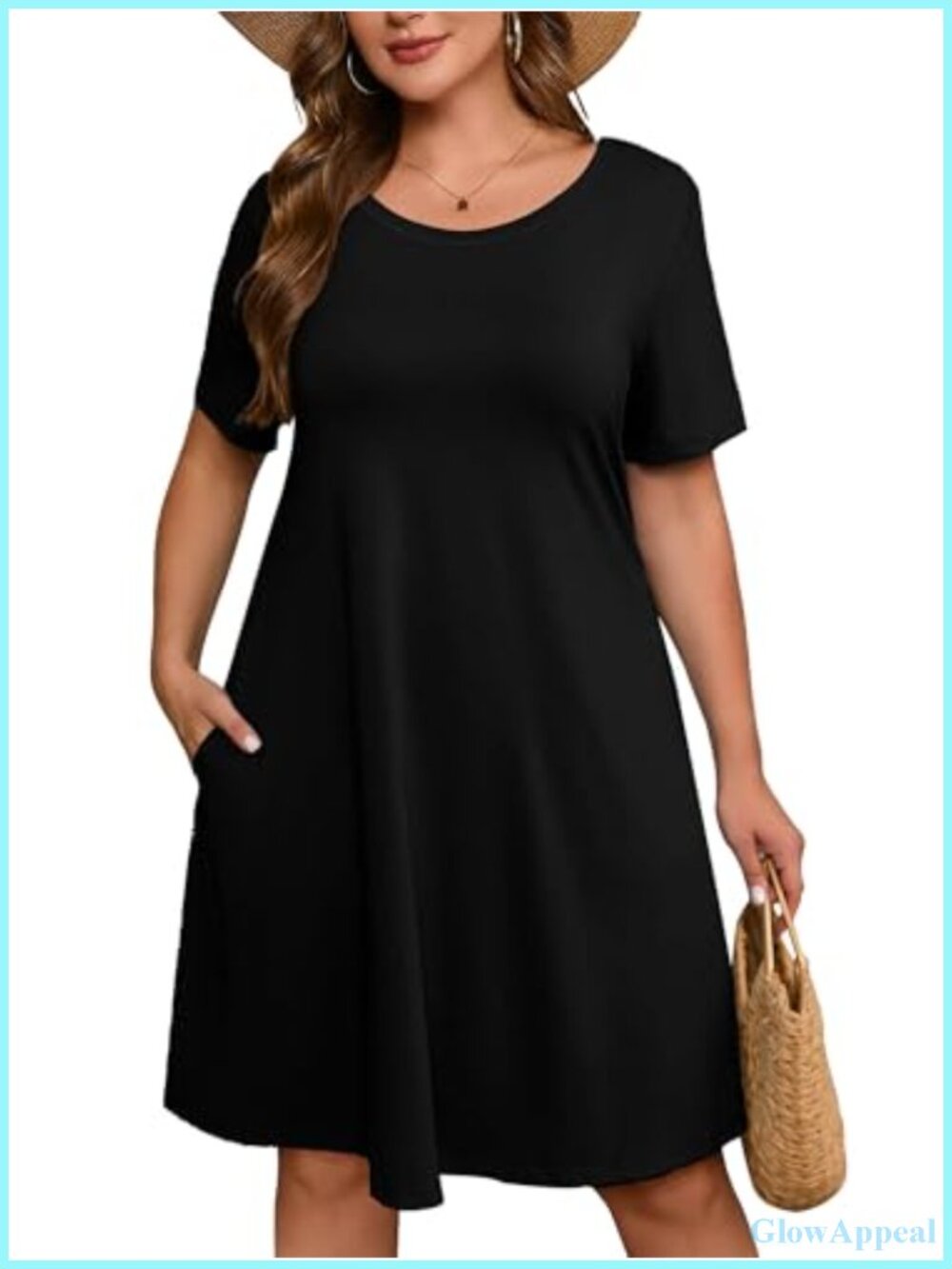 Plus Size Midi Dress Women Casual Summer Short Sleeve A Line Swing Dress with